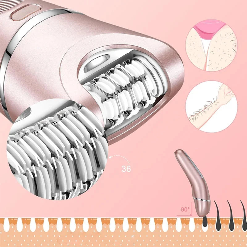 Uppladdningsbar 3-i-1 elektrisk rakapparat för kvinnor – Vattentät rakhyvel för hårborttagning i ansiktet, kroppen och bikinin