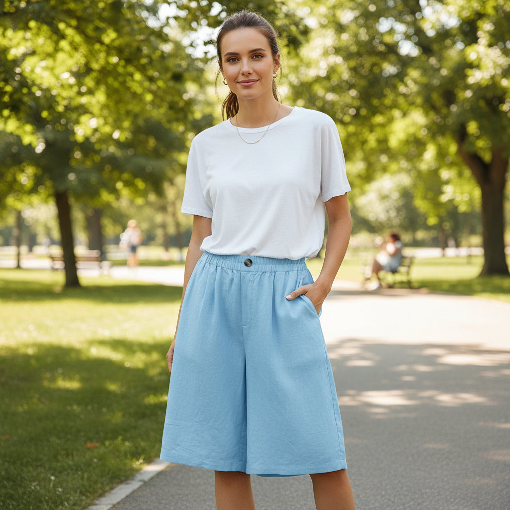 Skräddarsydda högmidjade shorts för kvinnor – Elegant och smart casual sommarmodell