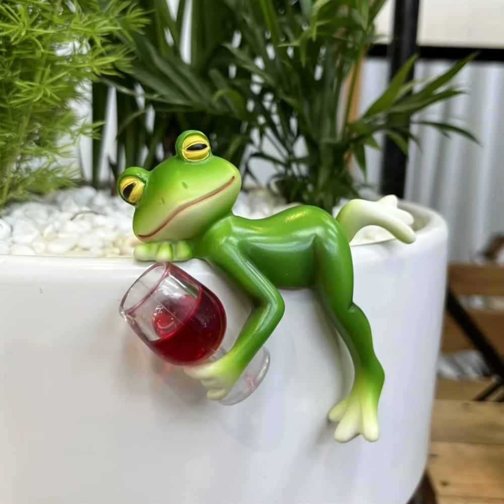 Groda Resin Växthängare Figur - Dekorativt inomhus- och utomhusväxttillbehör
