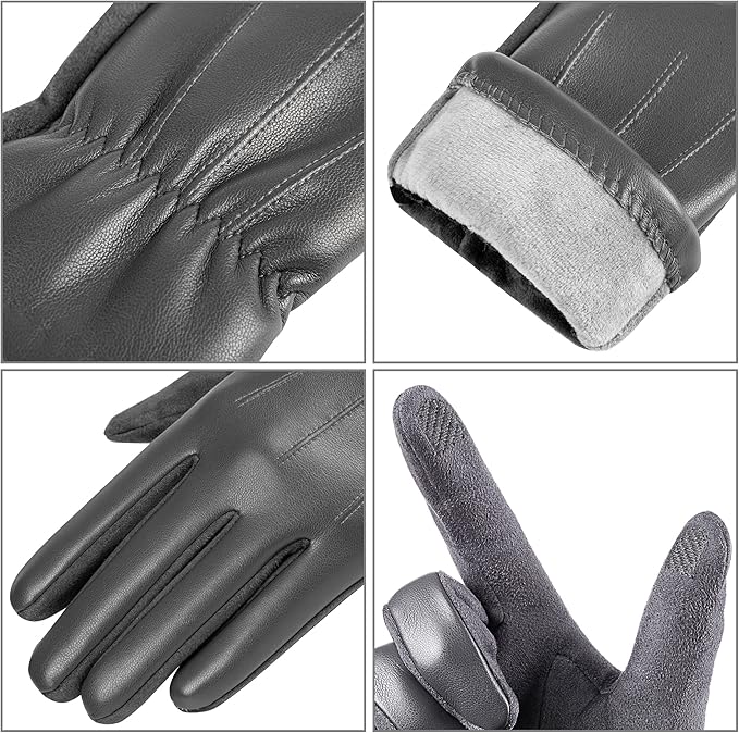 Vinterhandskar med pekskärm för män – mjuk mocka med varmt foder