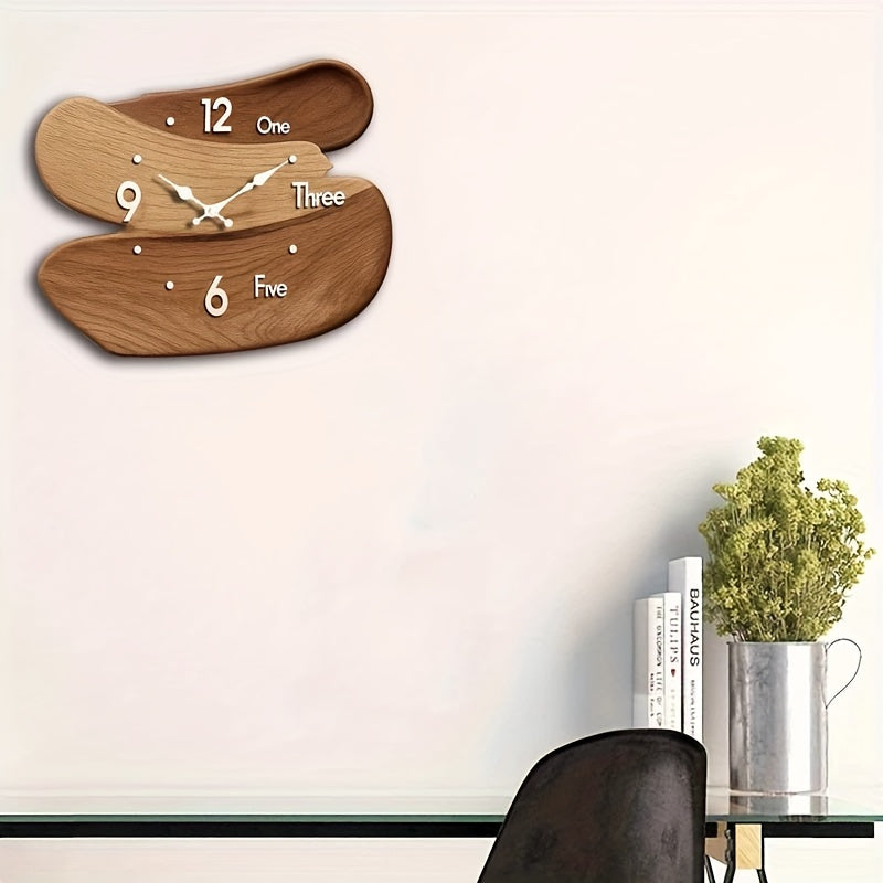 Rustik mosaik träväggklocka – Tyst, icke-tickande dekorativ klocka