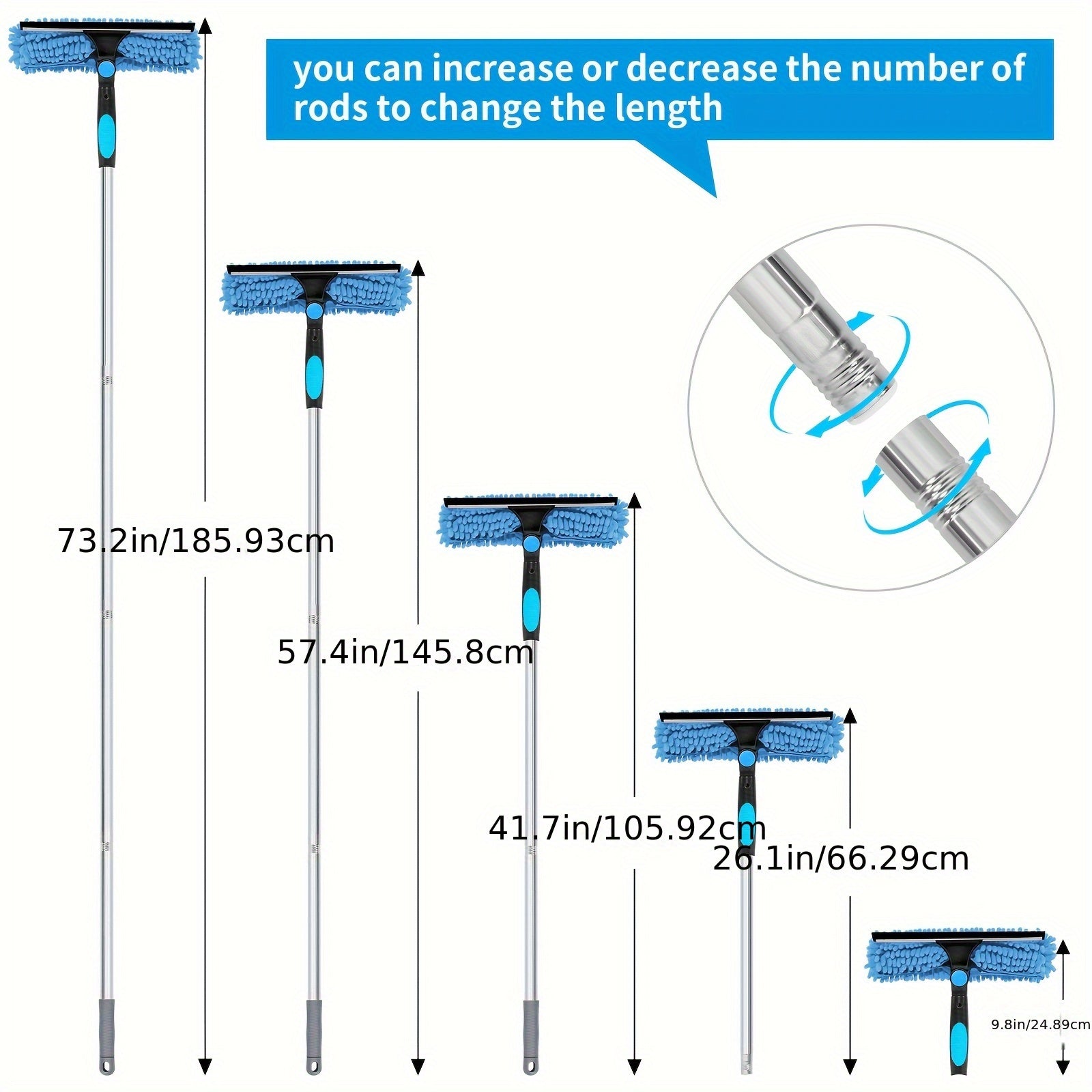 2-i-1 professionellt glasrengöringsverktyg med justerbart handtag