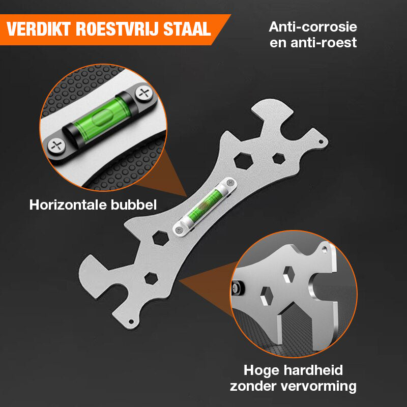 ProGrip 8-i-1 duschventilnyckel – universellt vinkelstoppverktyg med inbyggt vattenpass