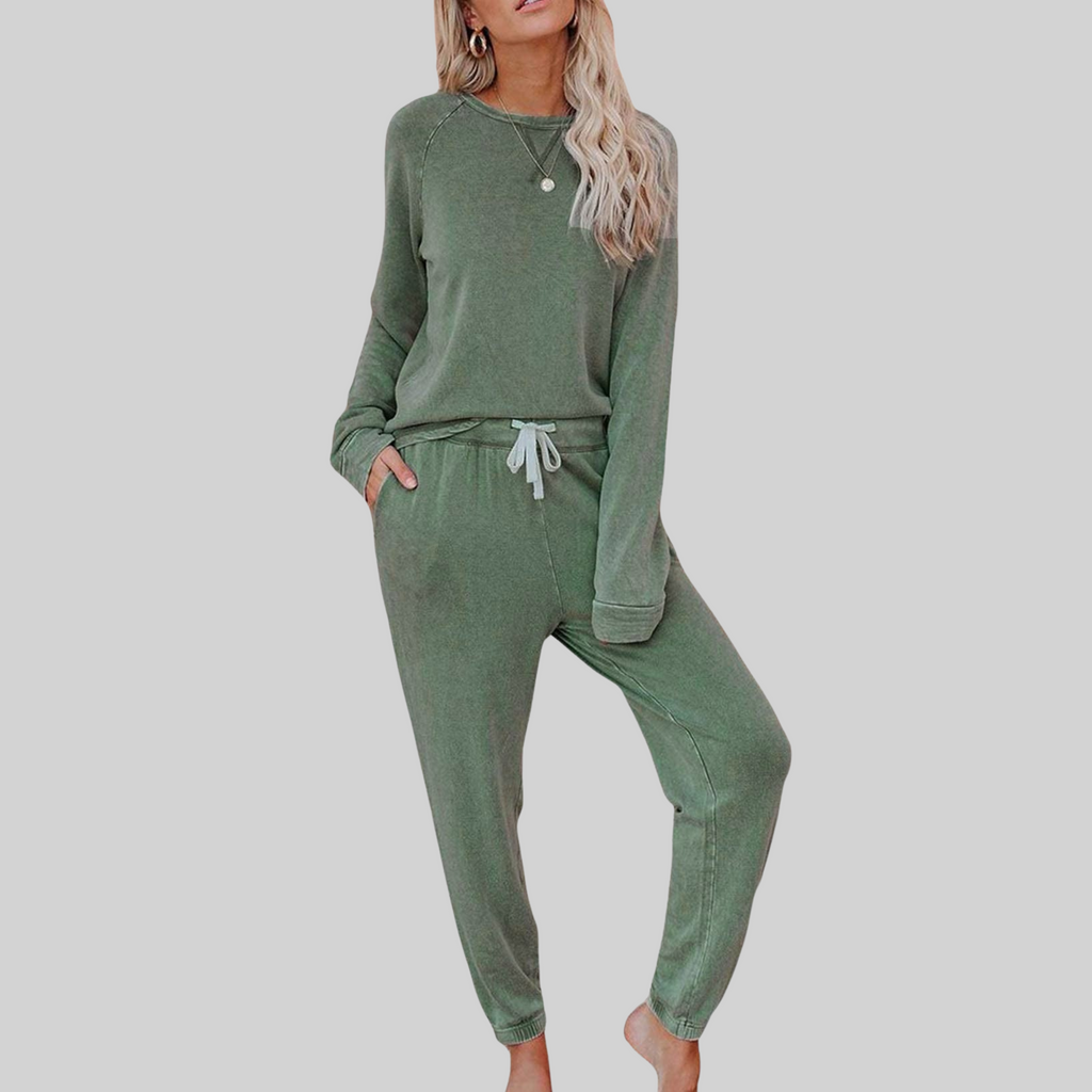 Sabrina | Långärmad loungewear-set med dragsko - Komfortskor för vardagsbruk