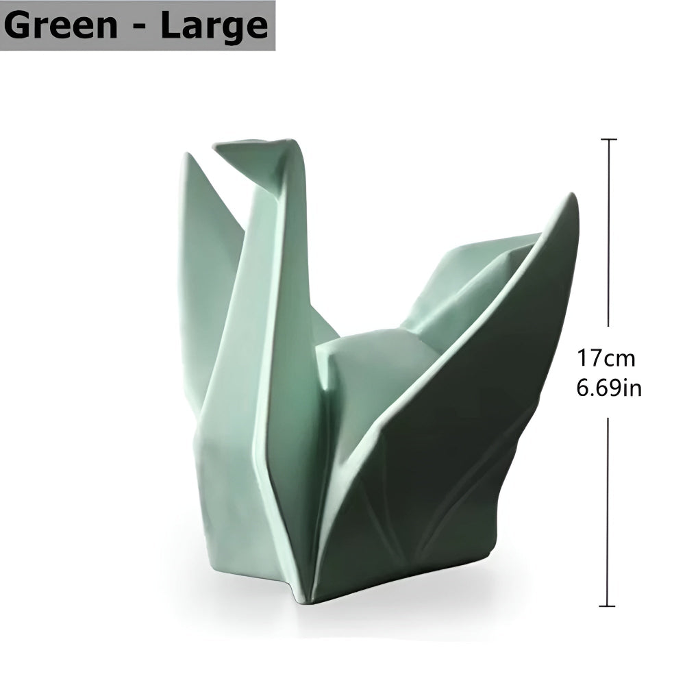 Modern origami fågelstaty – elegant keramisk konstdekor