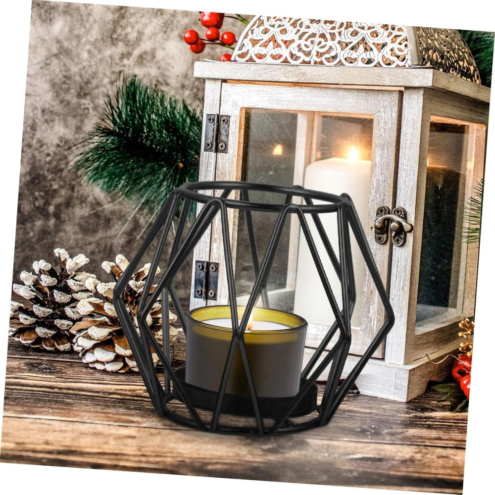 Minimalistisk wireframe ljushållare – elegant järndesign