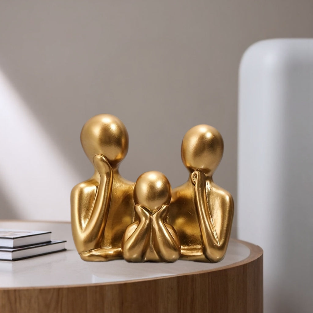 Abstrakt familjefigurskulptur – Modern hartsdekor för vardagsrum och sovrum