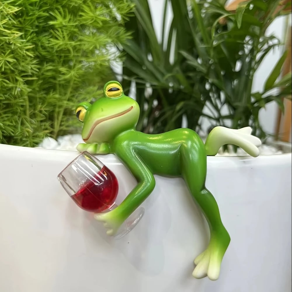 Groda Resin Växthängare Figur - Dekorativt inomhus- och utomhusväxttillbehör