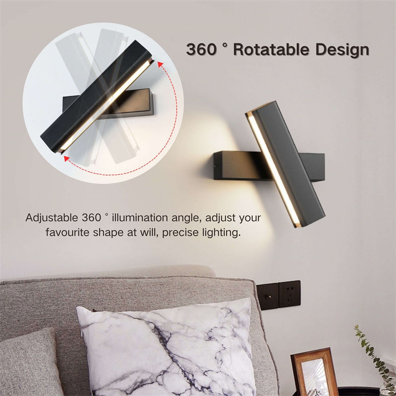 Justerbar 350° LED-vägglampa – Modern roterande inomhus- och utomhuslampa