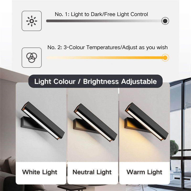 Justerbar 350° LED-vägglampa – Modern roterande inomhus- och utomhuslampa