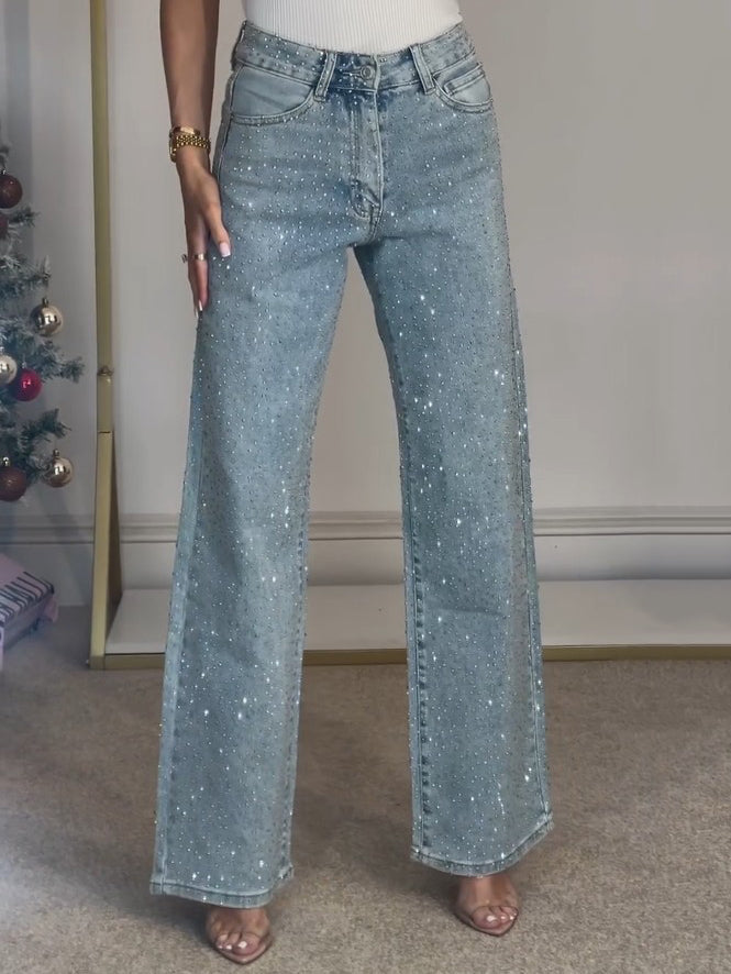 Ruby | Glittriga jeans med hög midja – Glamorösa kvälls- och festkläder