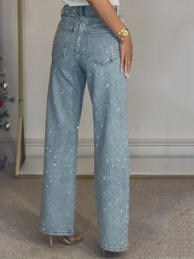 Ruby | Glittriga jeans med hög midja – Glamorösa kvälls- och festkläder