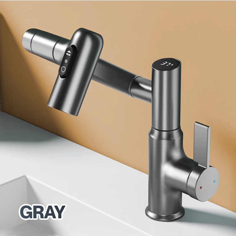 360° Touch Control LED Badrumsblandare – Digital temperaturvisning Tvättställsblandare