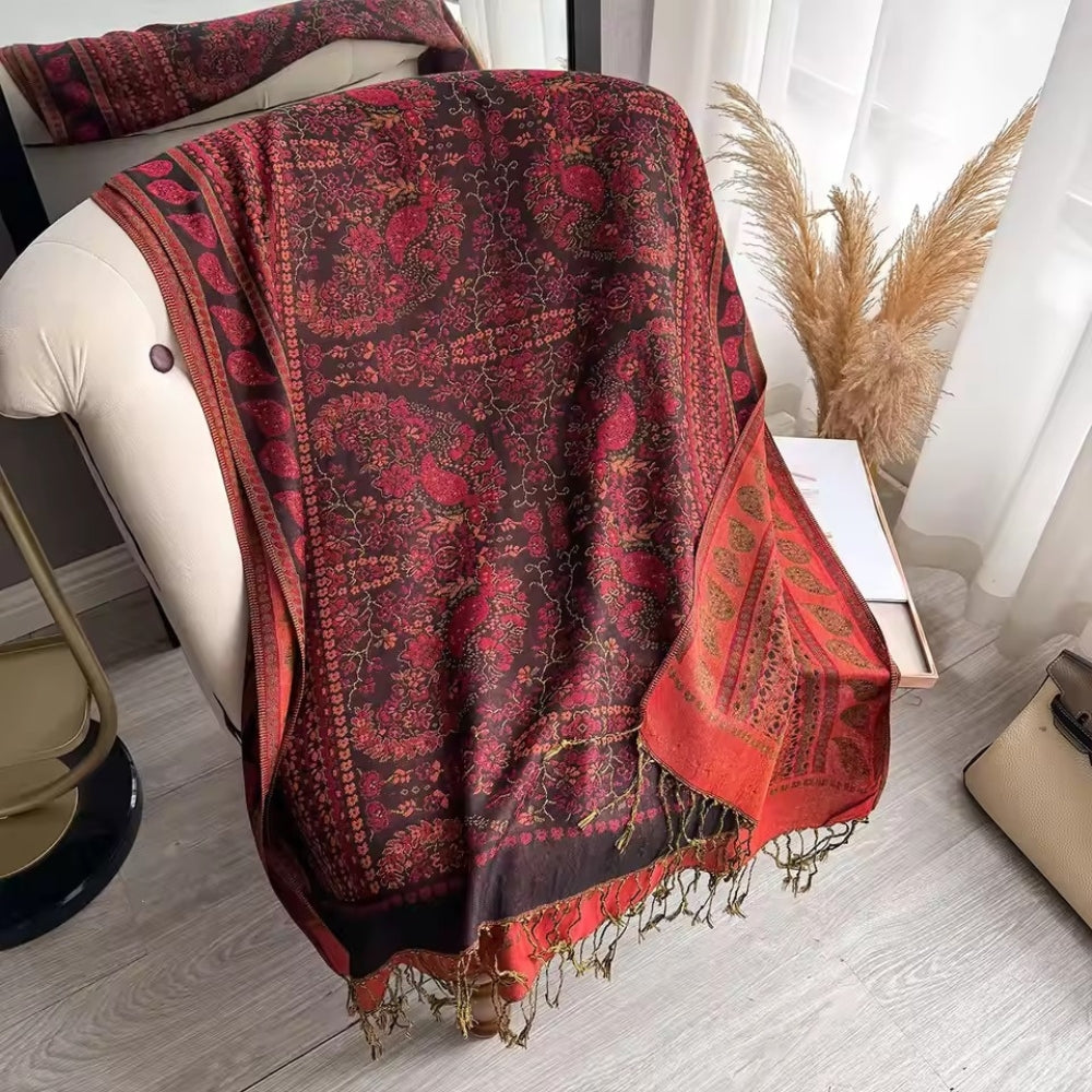 Handgjord bohemisk blommig sjal – Elegant lätt halsduk och chic sjal