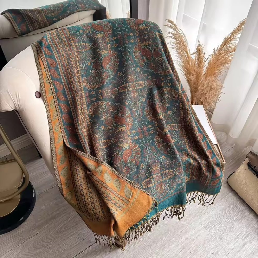 Handgjord bohemisk blommig sjal – Elegant lätt halsduk och chic sjal