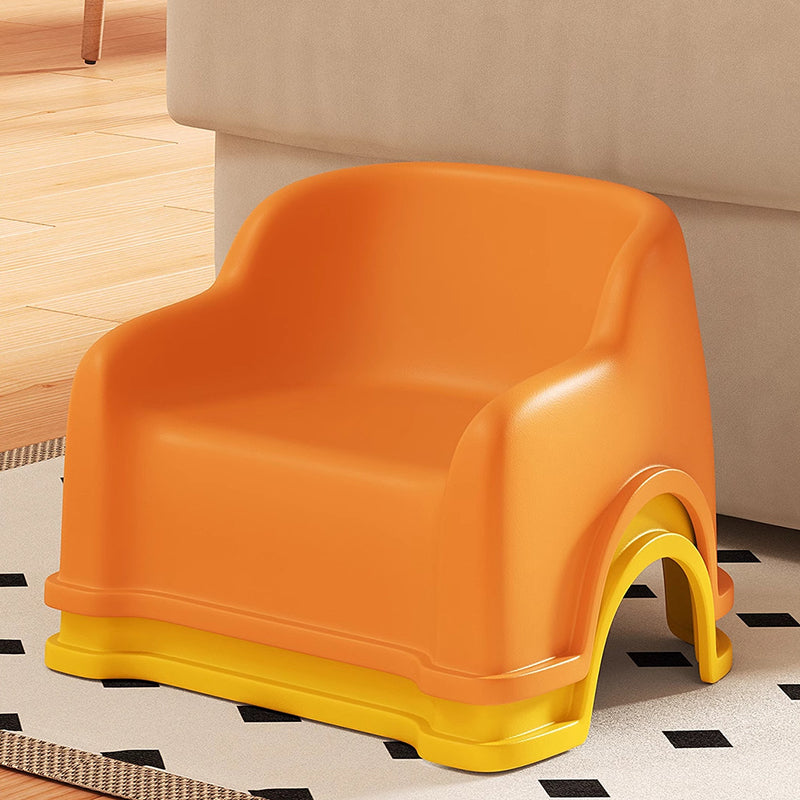 Modern glidformad barnpall - Minimalistisk PP låg sits med ryggstöd och armstöd