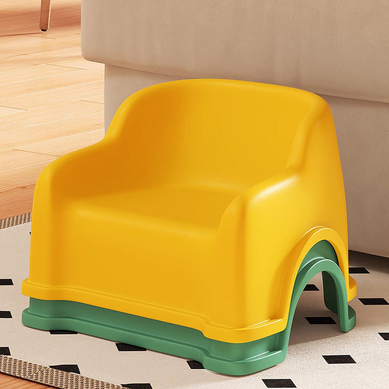 Modern glidformad barnpall - Minimalistisk PP låg sits med ryggstöd och armstöd