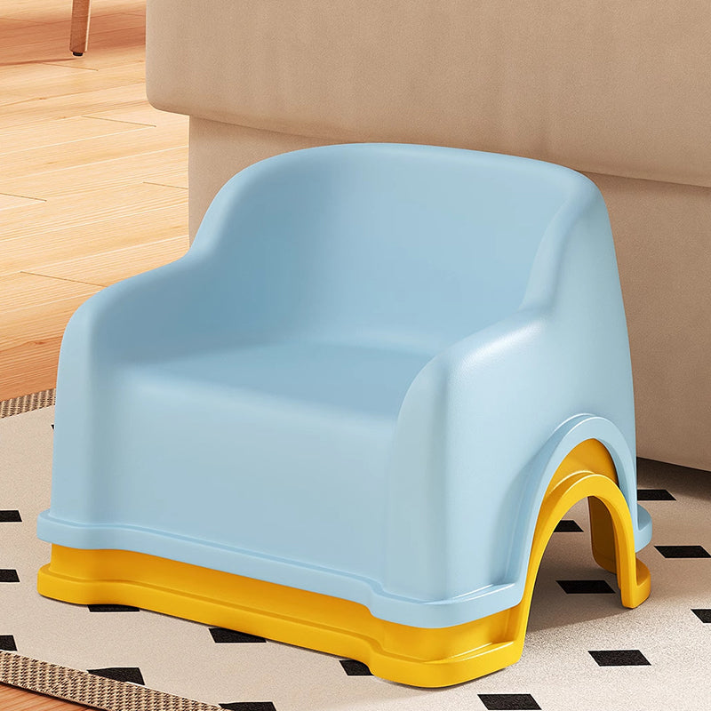 Modern glidformad barnpall - Minimalistisk PP låg sits med ryggstöd och armstöd
