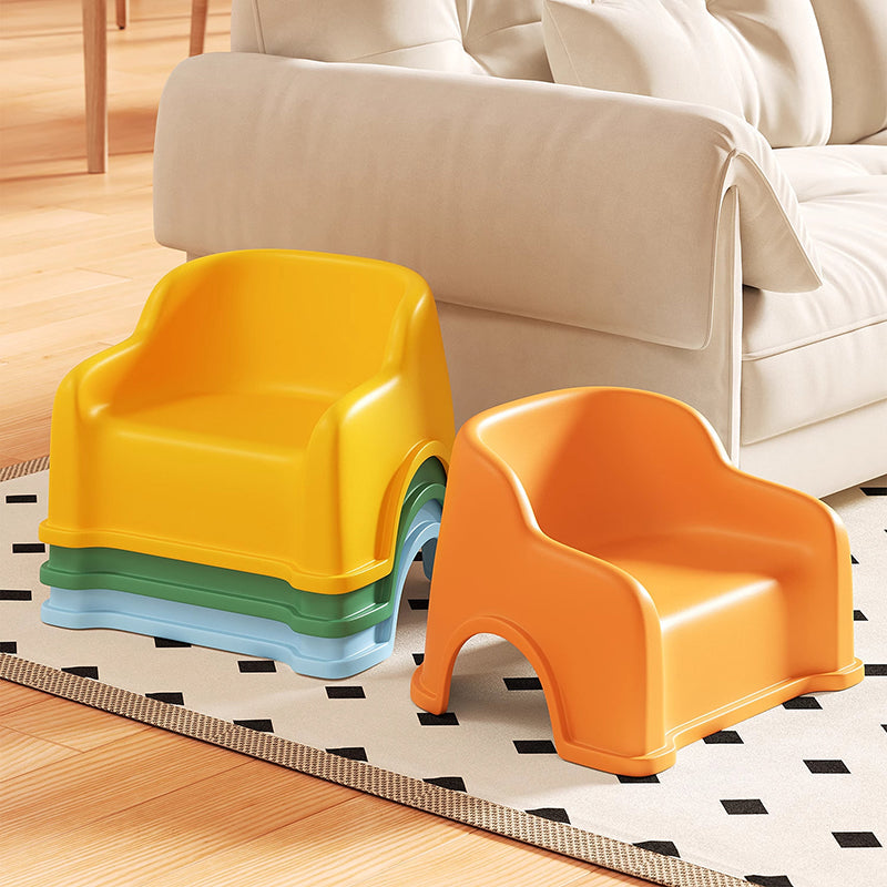 Modern glidformad barnpall - Minimalistisk PP låg sits med ryggstöd och armstöd