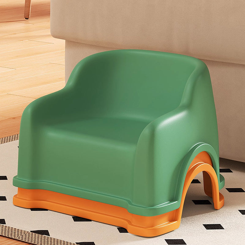 Modern glidformad barnpall - Minimalistisk PP låg sits med ryggstöd och armstöd