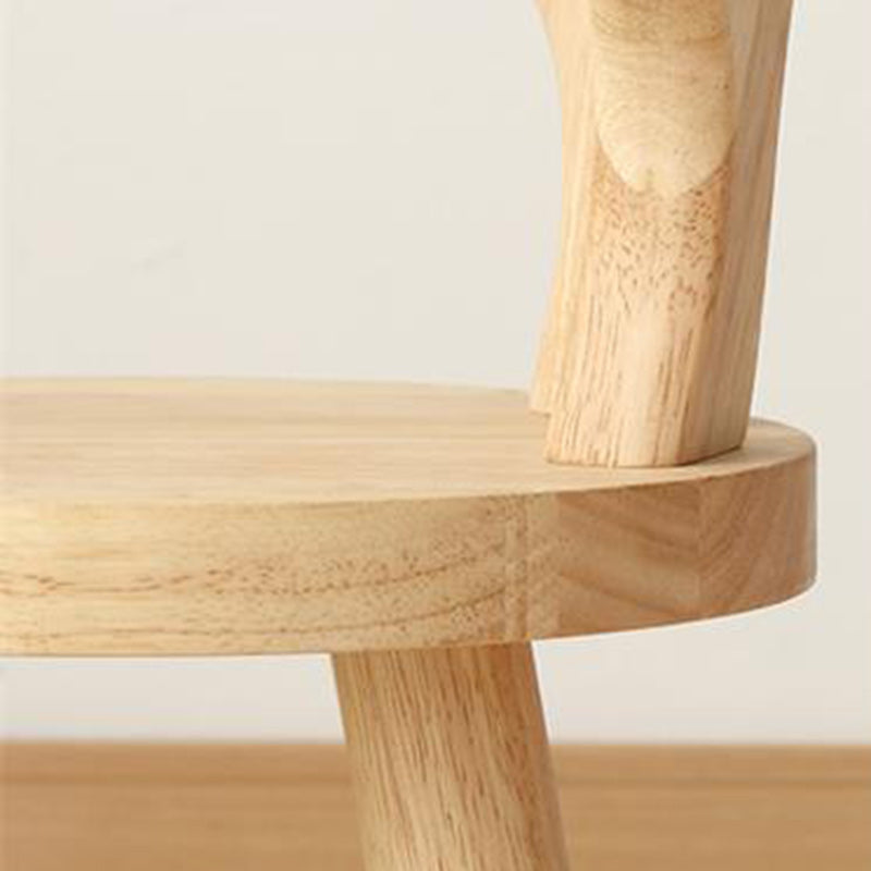 Kreativ barnpall i massivt trä med horn - Rund låg sits med ryggstöd för vardagsrum och entré