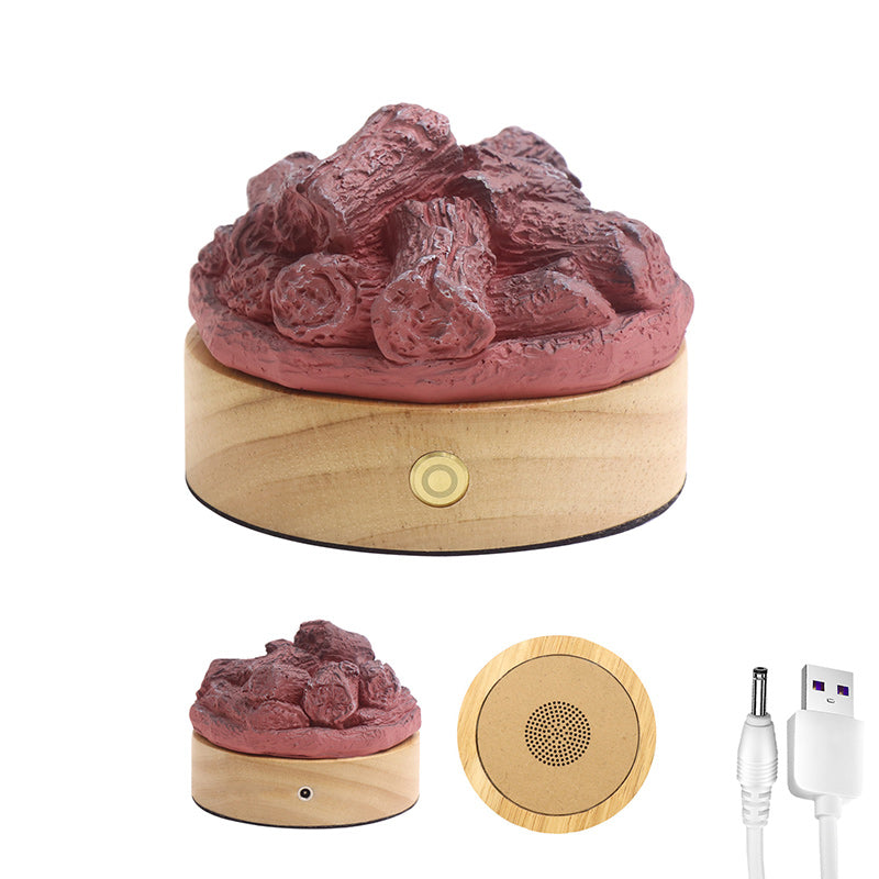 Modern LED-bordslampa – rund trä- och hartsdesign