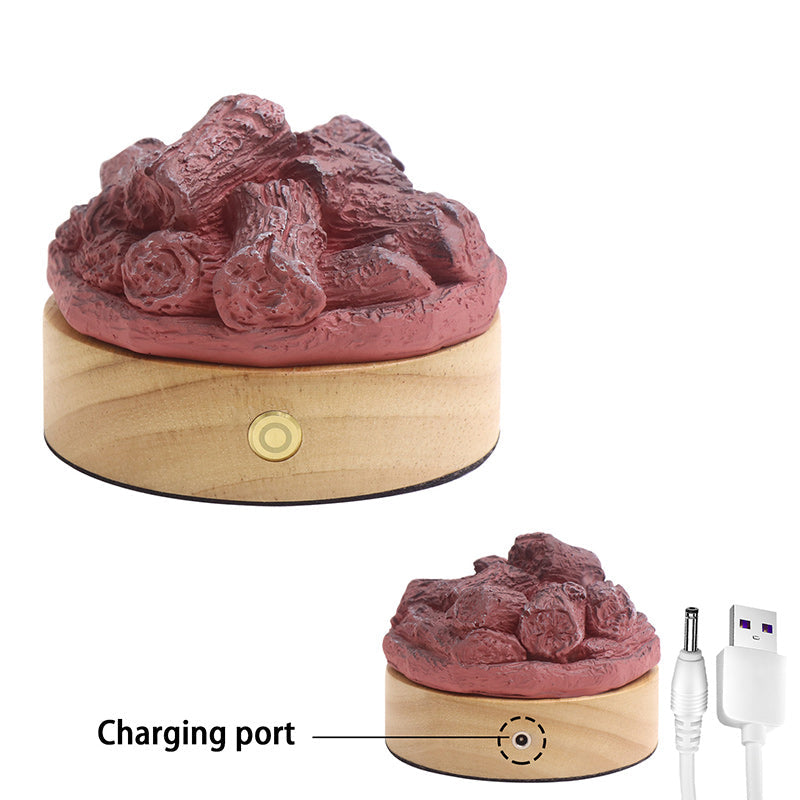 Modern LED-bordslampa – rund trä- och hartsdesign