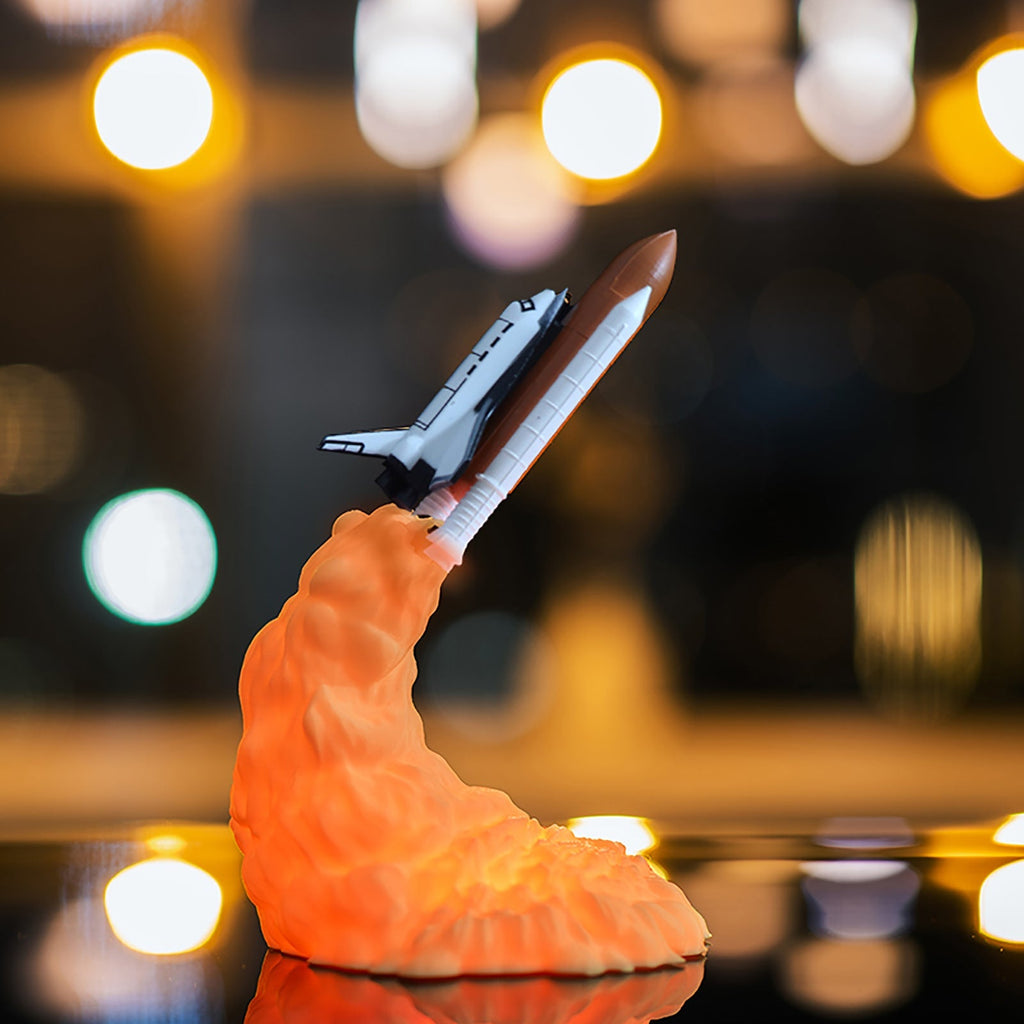 3D-tryckt raket LED-bordslampa – modern art déco-design