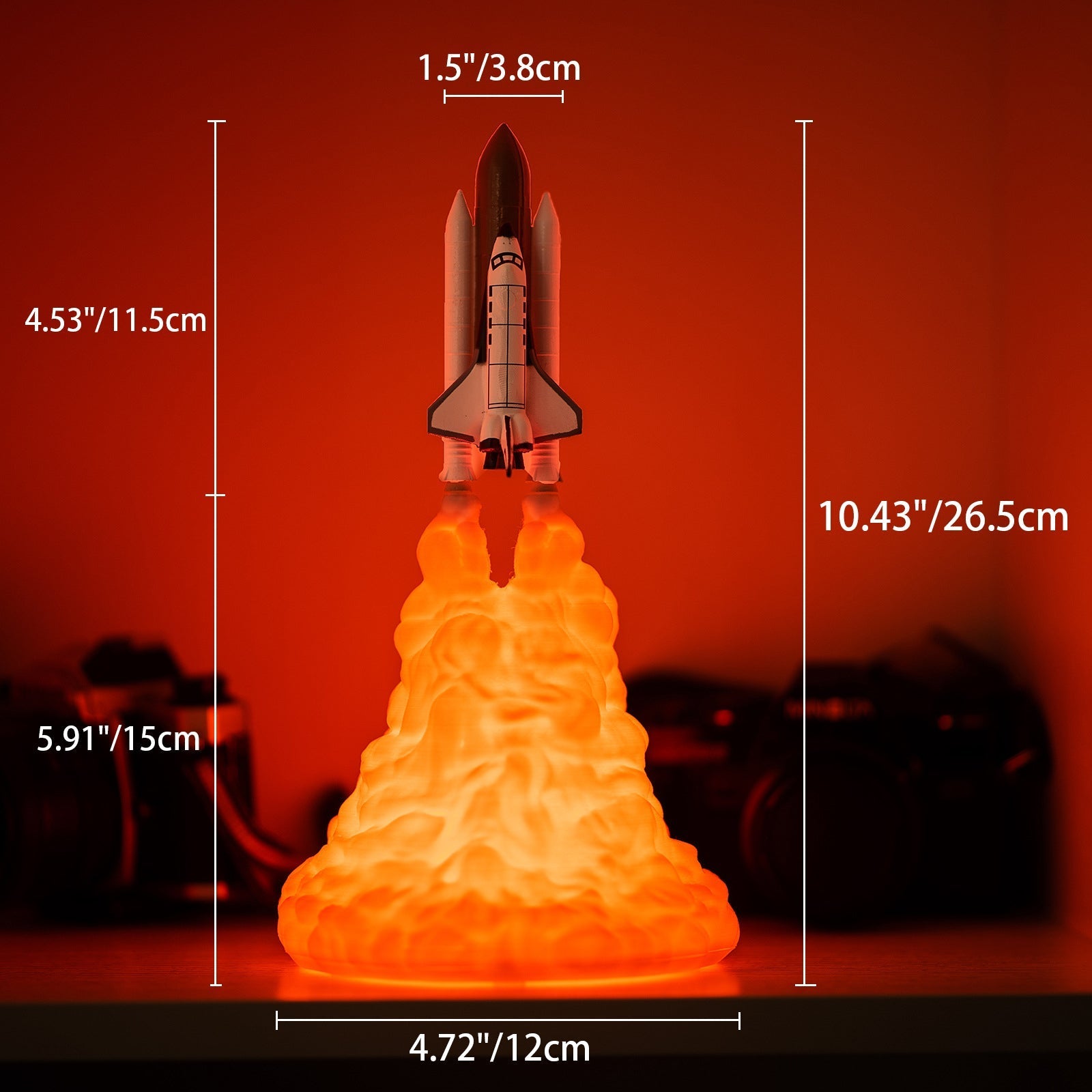 3D-tryckt raket LED-bordslampa – modern art déco-design