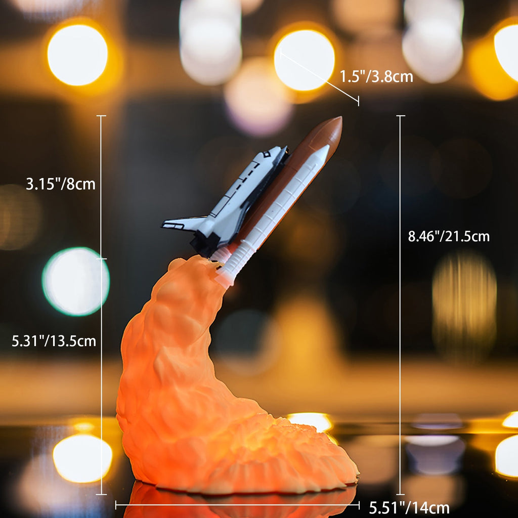 3D-tryckt raket LED-bordslampa – modern art déco-design