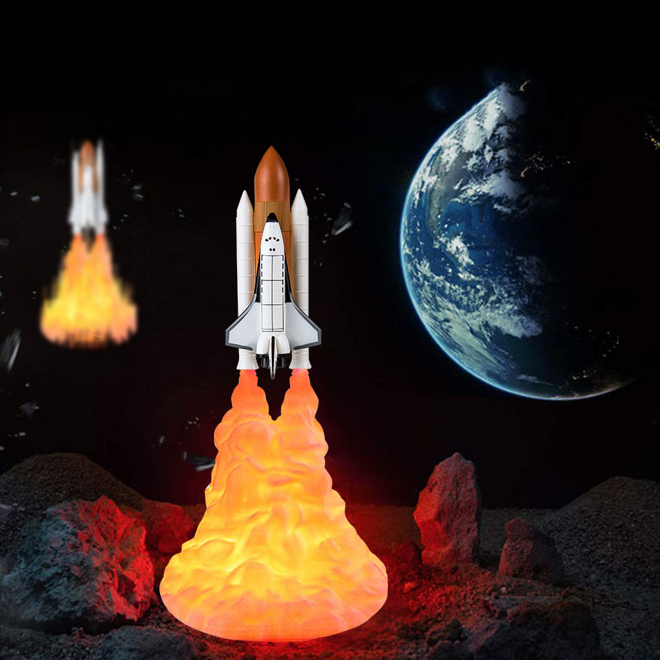 3D-tryckt raket LED-bordslampa – modern art déco-design
