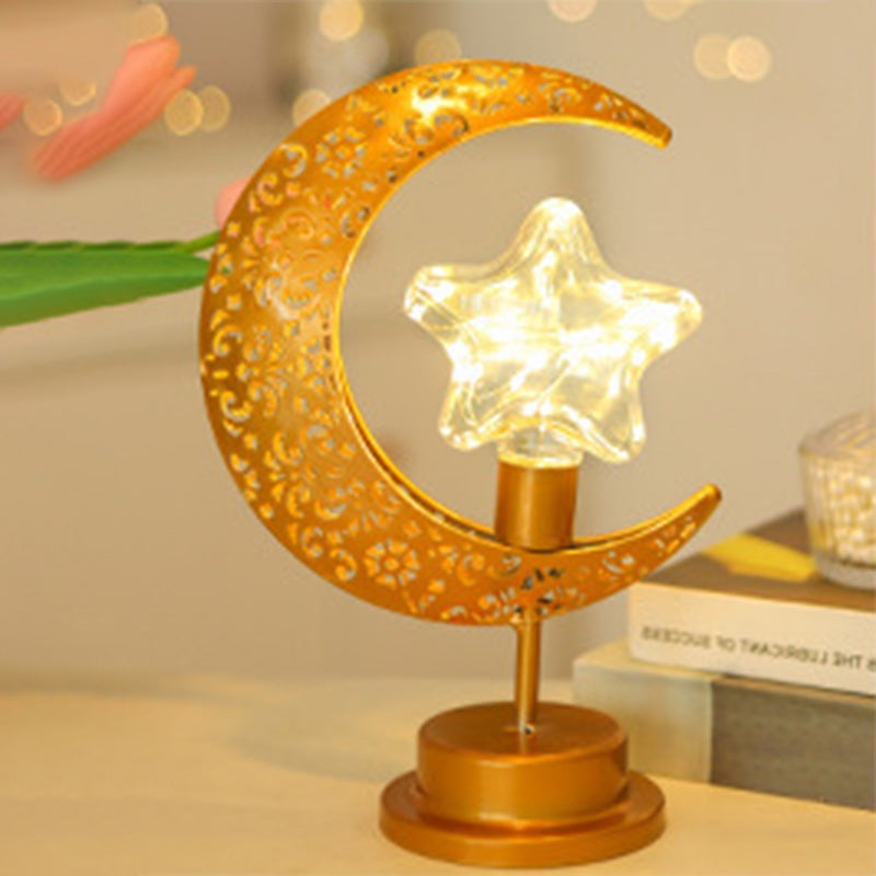 Moon & Star Orb LED-bordslampa – design av glas, järn och rotting