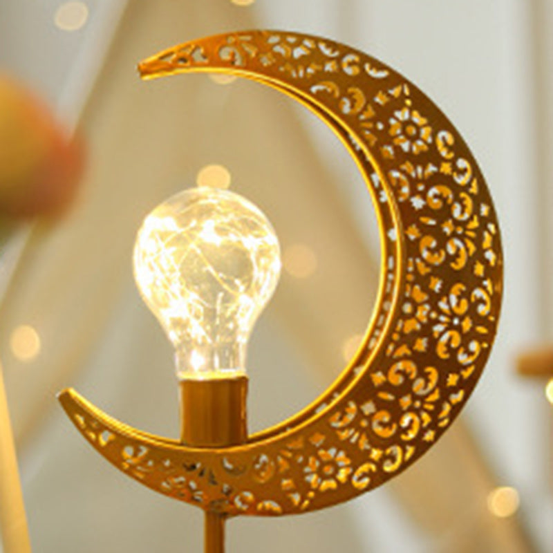 Moon & Star Orb LED-bordslampa – design av glas, järn och rotting