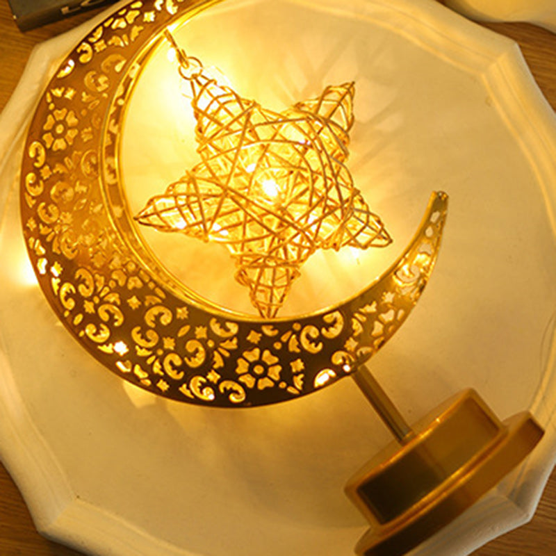 Moon & Star Orb LED-bordslampa – design av glas, järn och rotting