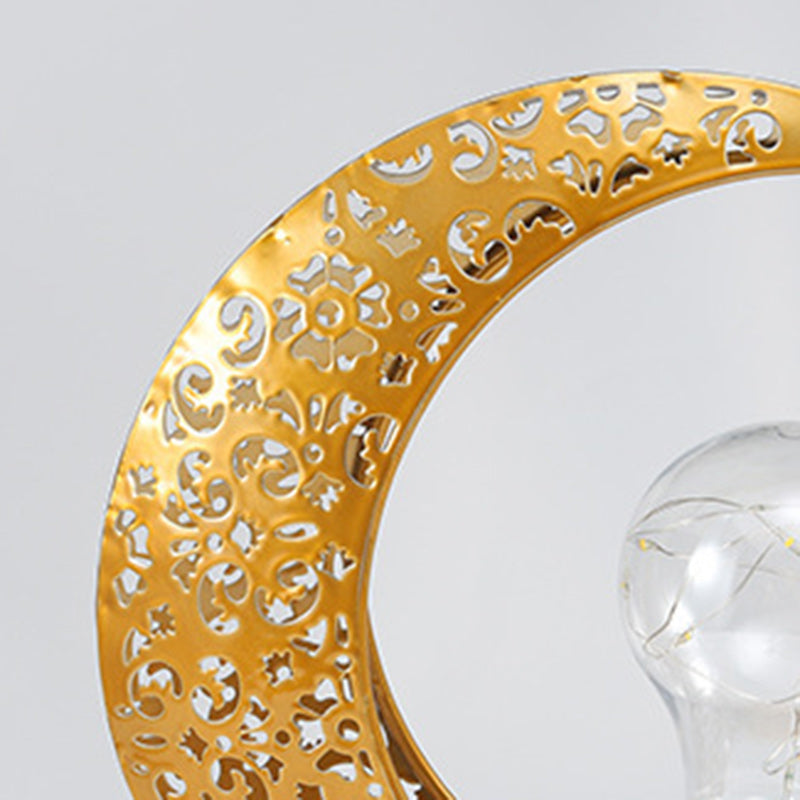 Moon & Star Orb LED-bordslampa – design av glas, järn och rotting