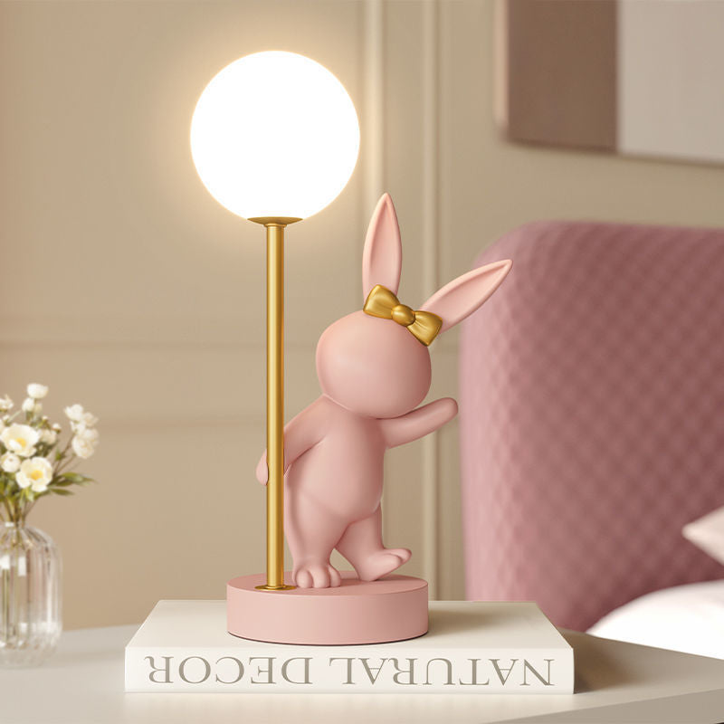 Söt kanin barnbordslampa - Keramik & Metall LED Nattlampa