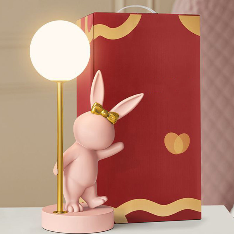 Söt kanin barnbordslampa - Keramik & Metall LED Nattlampa