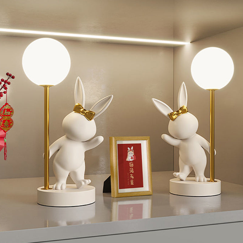 Söt kanin barnbordslampa - Keramik & Metall LED Nattlampa