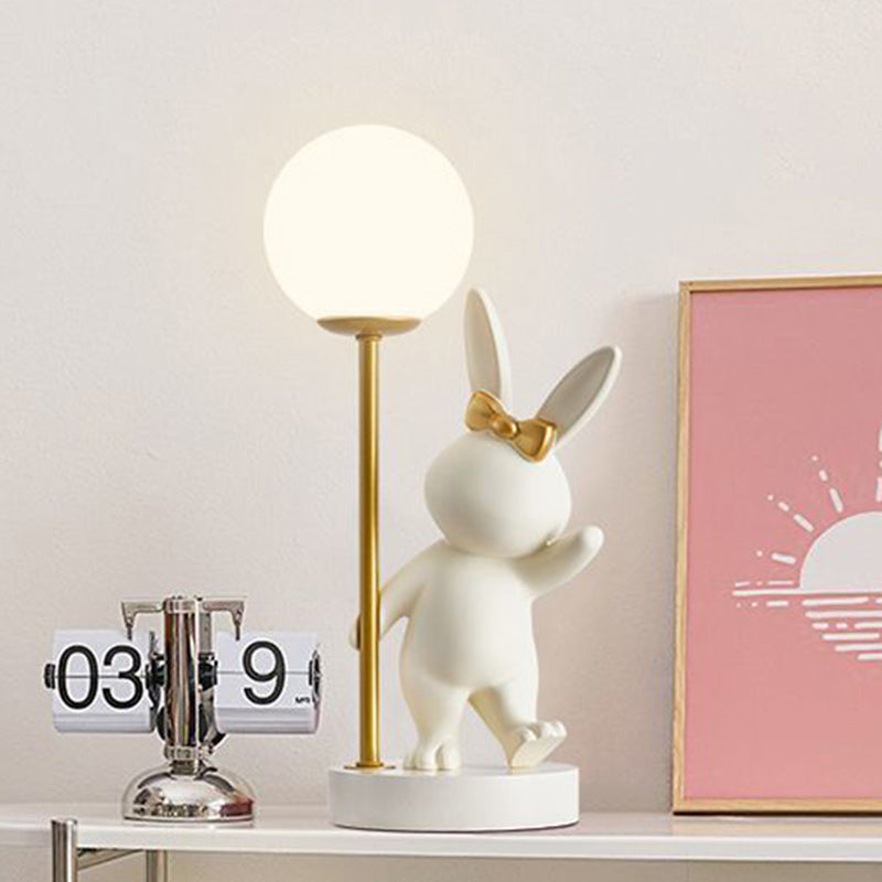Söt kanin barnbordslampa - Keramik & Metall LED Nattlampa