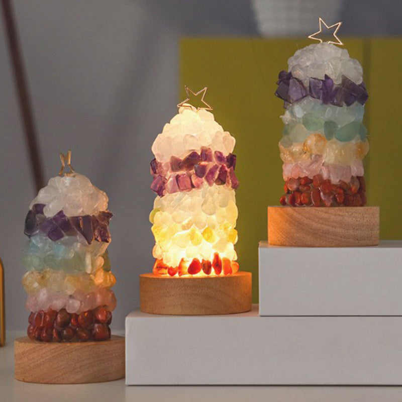 Art Deco Crystal LED-bordslampa – metallfot med flerfärgade ädelstenar