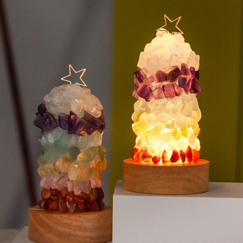 Art Deco Crystal LED-bordslampa – metallfot med flerfärgade ädelstenar