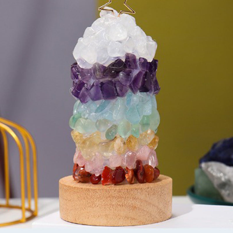 Art Deco Crystal LED-bordslampa – metallfot med flerfärgade ädelstenar