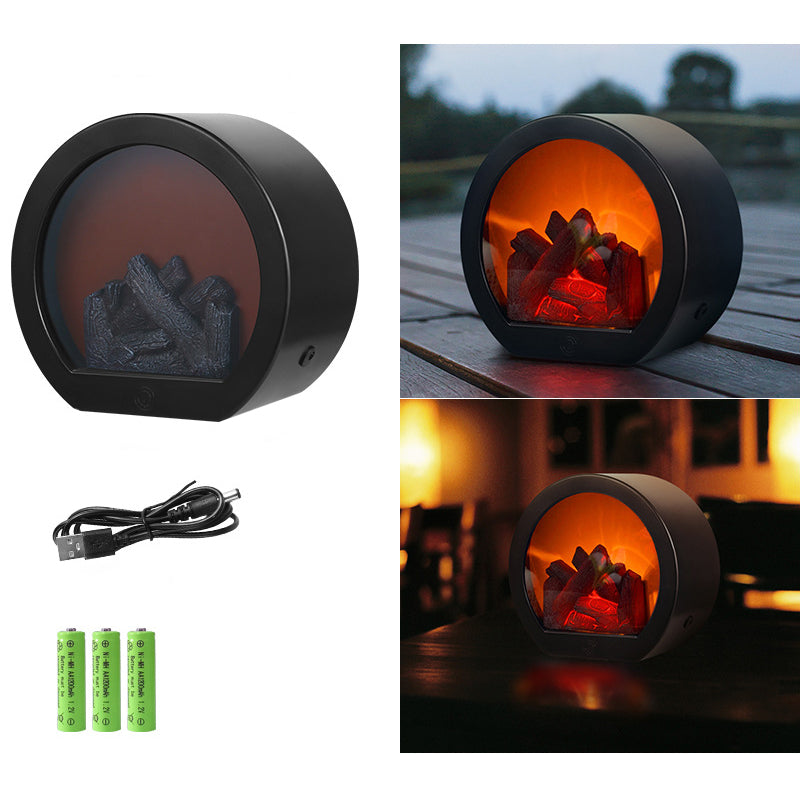 Modern retro LED eldstadslampa – batteridriven simulerad låga