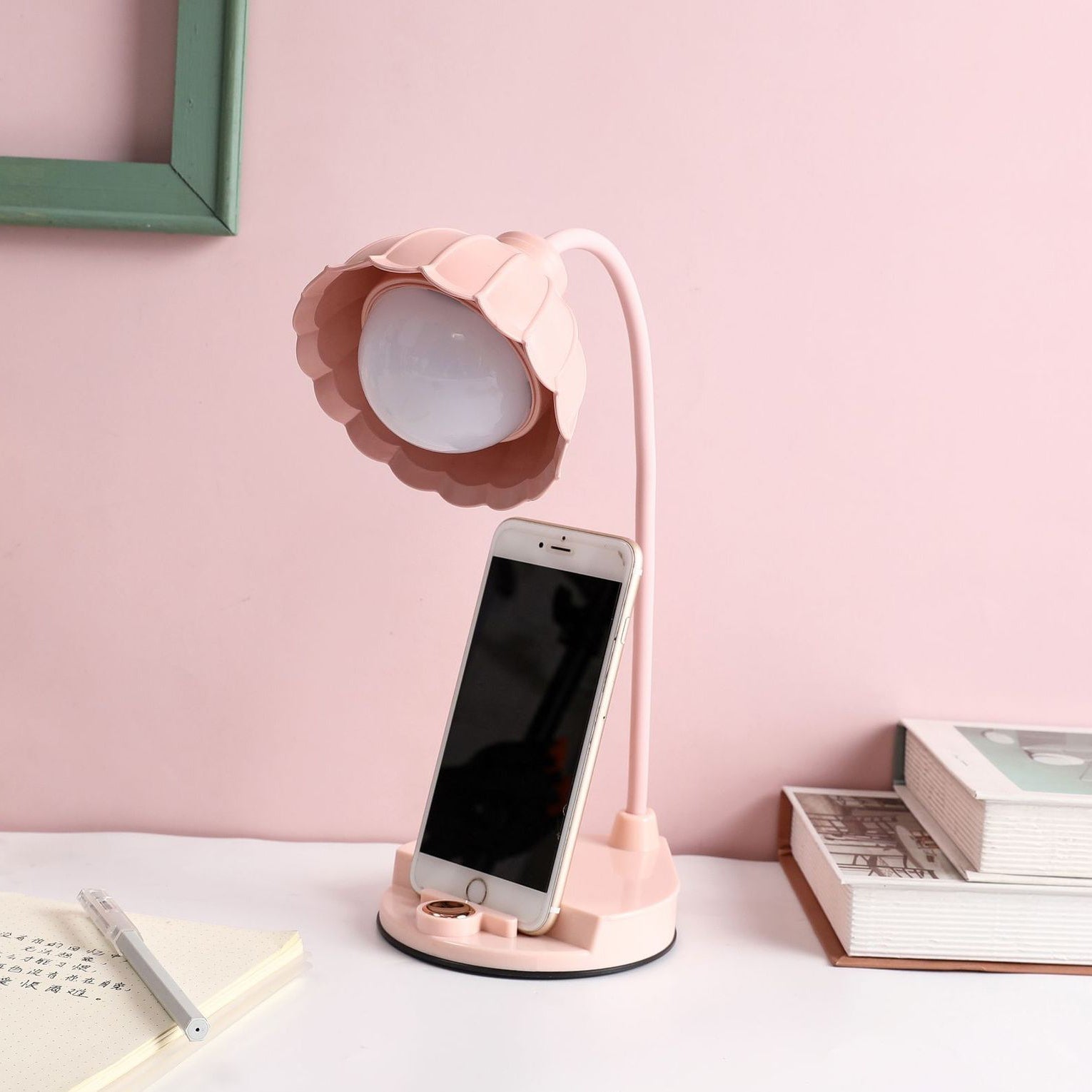 Uppladdningsbar Touch LED-bordslampa – Skandinavisk blomsterdesign