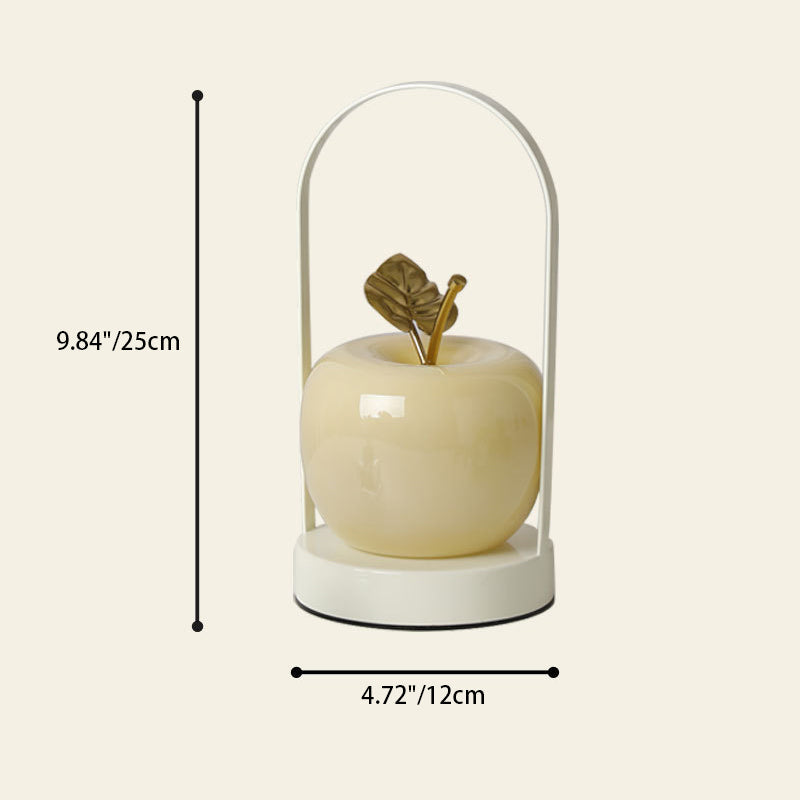 Uppladdningsbar äppelformad LED-bordslampa – bärbar design av glas och järn