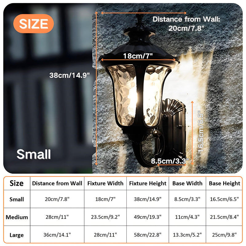 Antik brons utomhusvägglykta – Vattentät utomhuslampa med klar glasskärm