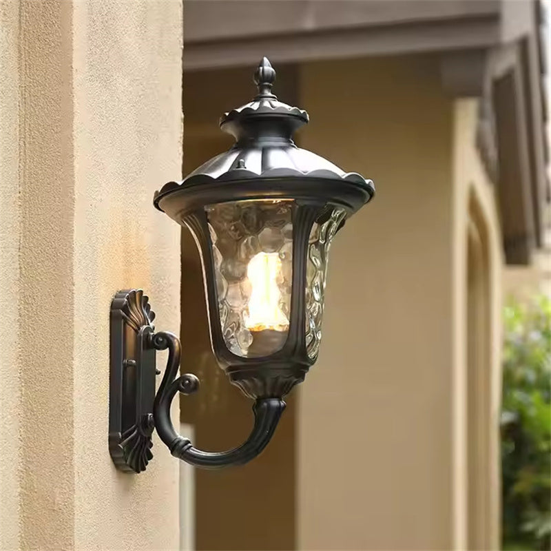 Antik brons utomhusvägglykta – Vattentät utomhuslampa med klar glasskärm