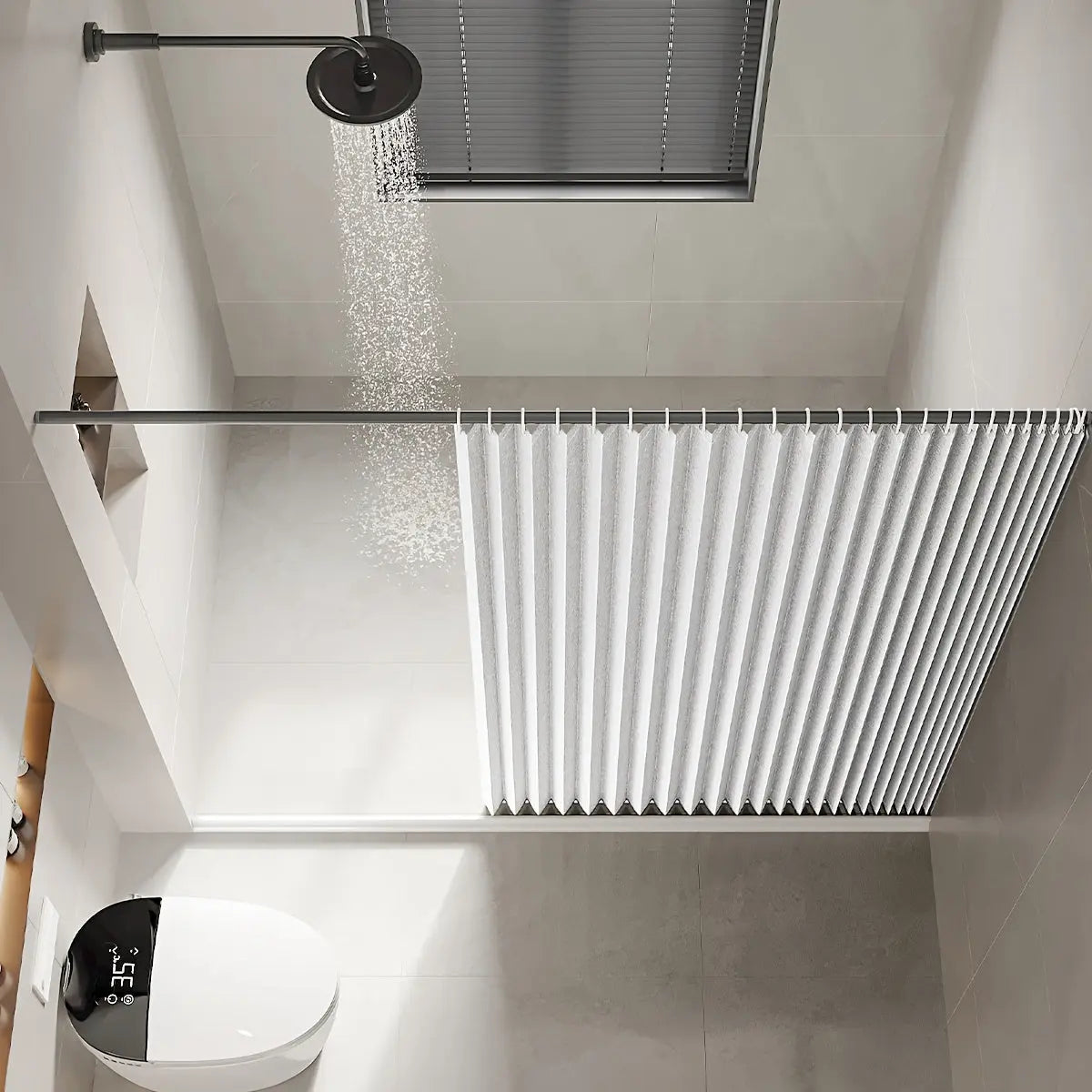 Enkelt modernt duschdraperi – Elegant badrumsdekoration