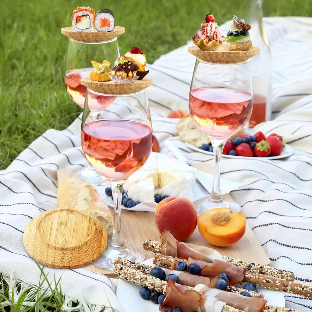 Bambu-vinglasklämmor för fester – Snygga mellanmåls- och förrättshållare för underhållning