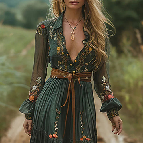 Boho sommarklänning med blommigt tryck för kvinnor